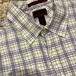 Men's Børn Born Button-Down T-Shirt Size: XL Purple, Green, White Plaid‎